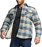 CQR Men's Plaid Flannel Shirt Jacket, Long Sleeve