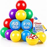 Ciieeo 50 Pack Vending Machine Capsules 1.77 Inch, 45mm Empty Gumball Machine Balls, Colorful Plastic Toy Capsules for Prizes, Candy, Claw Machine Fillers and Party Favors