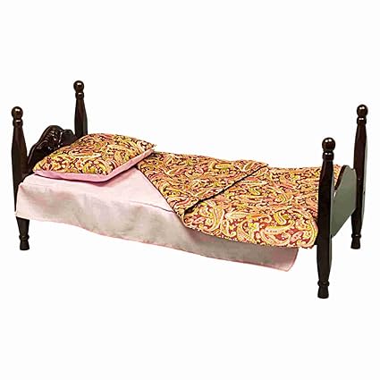 The Queen S Treasures Single Stackable 18 Doll Wooden Bed 3 Piece 18 Doll Bedding Set Mahogany Stained Furniture Accessories Fits American