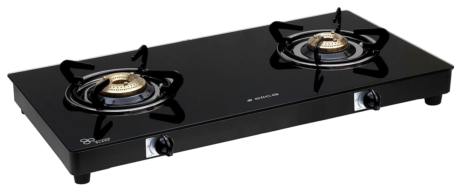 Best Stainless Steel Glass Top 2 Burner Gas Stove Elica Best Price