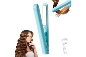CIOEVANTIAL Mini Dual Purpose Curling Iron,Upgrade Small Hair Straightener,Portable 2 in 1 Straightener and Curler,Curling Wand and Flat Iron Travel for All Hair Types (Blue, 1pc)