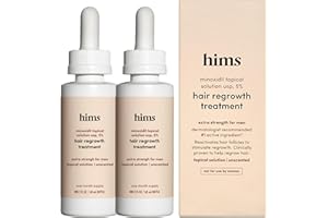 HIMS & HERS hims Hair Regrowth Treatment - Topical Minoxidil 5% Solution for Men - Extra Strength - Supports Thicker, Fuller Hair - Non-Greasy - Unscented, 2 Pack