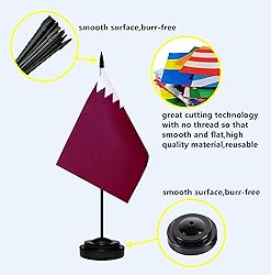 Qatar Qataris Small Mini Desk Flag Set Miniature