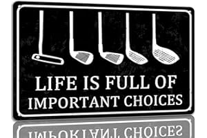 Life Is Full Of Important Choices Tin Sign Golf Metal Signs Vintage Golf Wall Art Decor For Home Cafe Bar Club 8x12 Inch