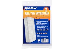 VicMore Clear Mattress Bag Set - 2-Pack, Full/Twin Size 54x100-inch, Protective Plastic Cover for Storage & Moving, Waterproof and Tear-Resistant