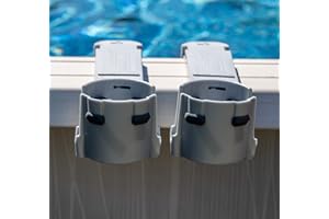 Above Ground Pool Cup Holder, by ND Premium Design | 2 Pack x Silver Grey | Adjustable | Made for Square Top Pools, Above Ground Pools, Patio, Deck, Hot Tub, Boats. Made in Canada.