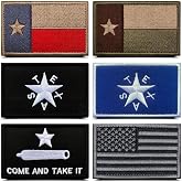 6 Pack Texas Flag Patch Hook and Loop-American Texas Patches for Vest, Jackets, Caps &amp; Back Packs - 3.15 inch USA Texas Patch - Embroidered TX Lone Star Patches + Come and Take it Badges