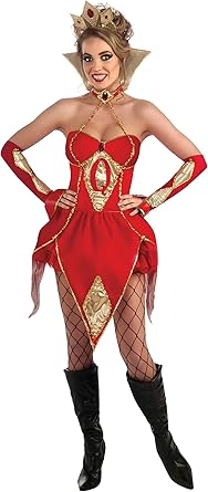 Amazon Com Rubie S Deluxe Queen Of Diamonds Costume Red Standard Clothing
