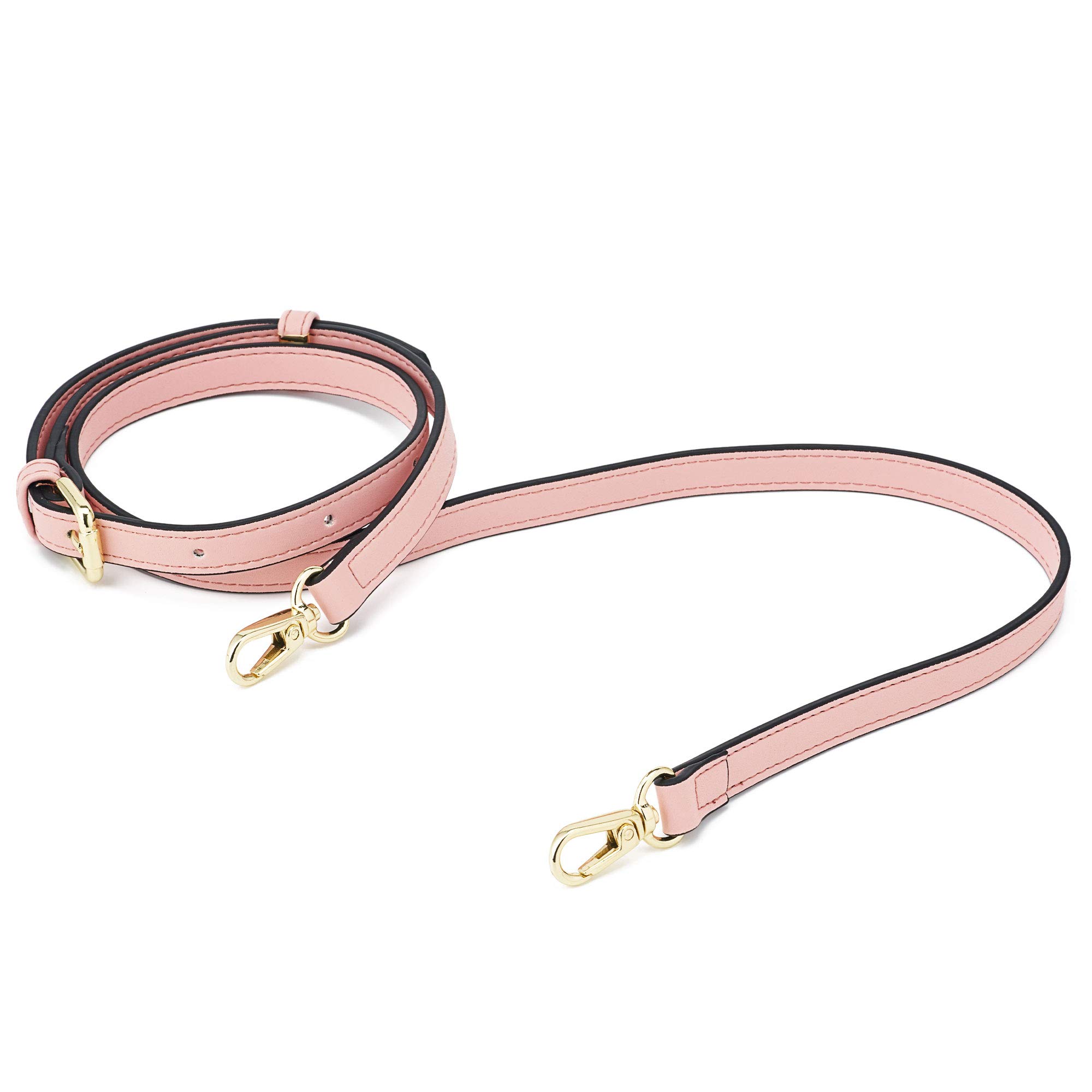 Women Microfiber Leather Bag Straps,Adjustable Bag Strap Replacement,Shoulder Straps for Wallet Purse Handbags,Spare Crossbody Bag Strap Extender with Swivel Hooks(Gold-Pink) โ image 1