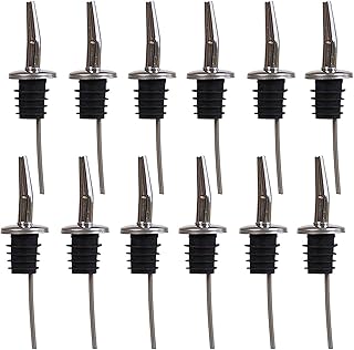 12 Stück Edelstahl Flaschenausgießer – konische Ausgießer & Portionierer mit Gummidichtung für Flaschen – Eingießer und Dosierer für z.B. Spirituosen, Öl, Wein & Cocktails