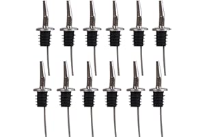 Oak & Steel - 12 Premium Stainless Steel Liquor Pour Spouts for Liquor Bottles with Rubber Seal, Oil Dispenser Spout, Bar Acc