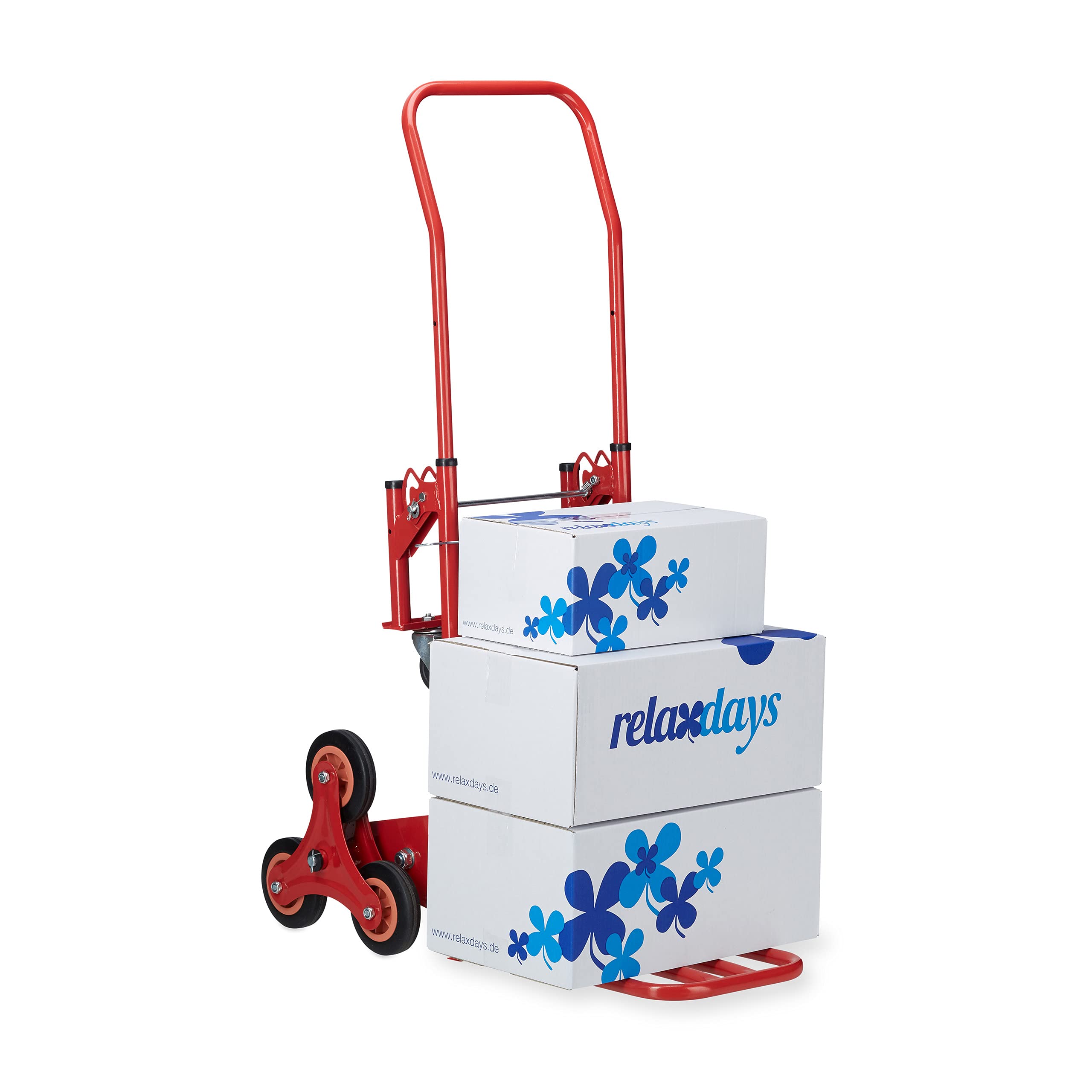 Relaxdays hand truck for up to 50 kg / 150 kg, multi-functional transport cart, 2in1, red