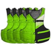 Stohlquist Universal Fit Adult Life Jacket PFD (4 Pack) Coast Guard Approved, for Men and Women 90+ lbs, Lightweight Neoprene and Adjustable, Ideal for Boating, Kayaking &amp; Water Sports