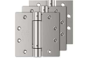 Luxbaro 3 Pack Self Closing Door Hinges, 4.5" x 4.5" Spring Loaded Hinges with Square Corners, Adjustable Tension for Garage, Front Door, Back Door, for Left and Right Hand Door, UL Listed