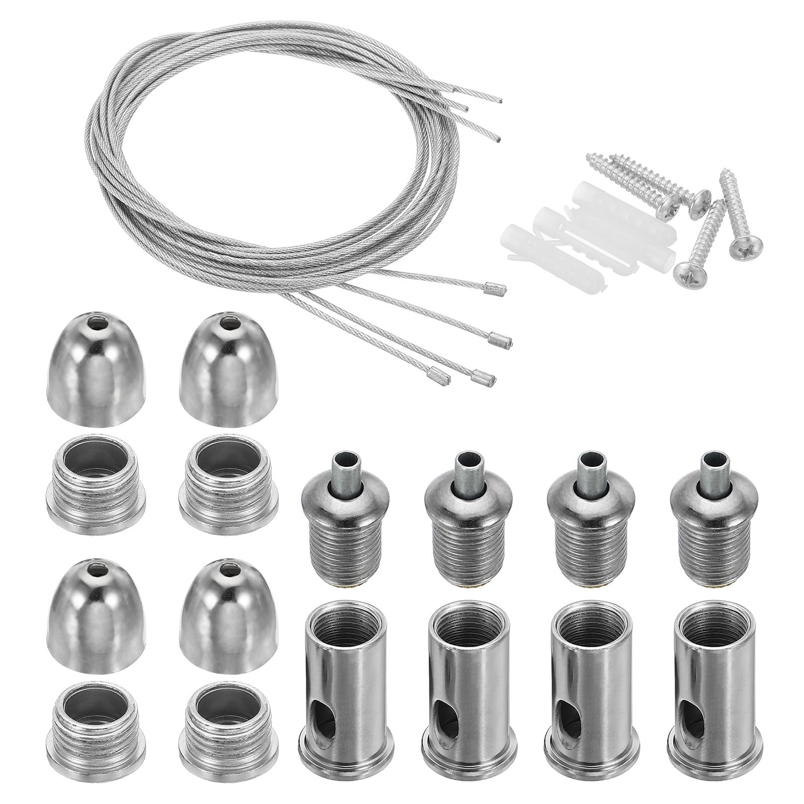 PATIKIL Ceiling Hanging Wire Cable Kit, 4 Set Lights Panel Steel Hanging Chains Adjustable Rope Clamp for Ceiling LED Pendant Light Aquarium Lights