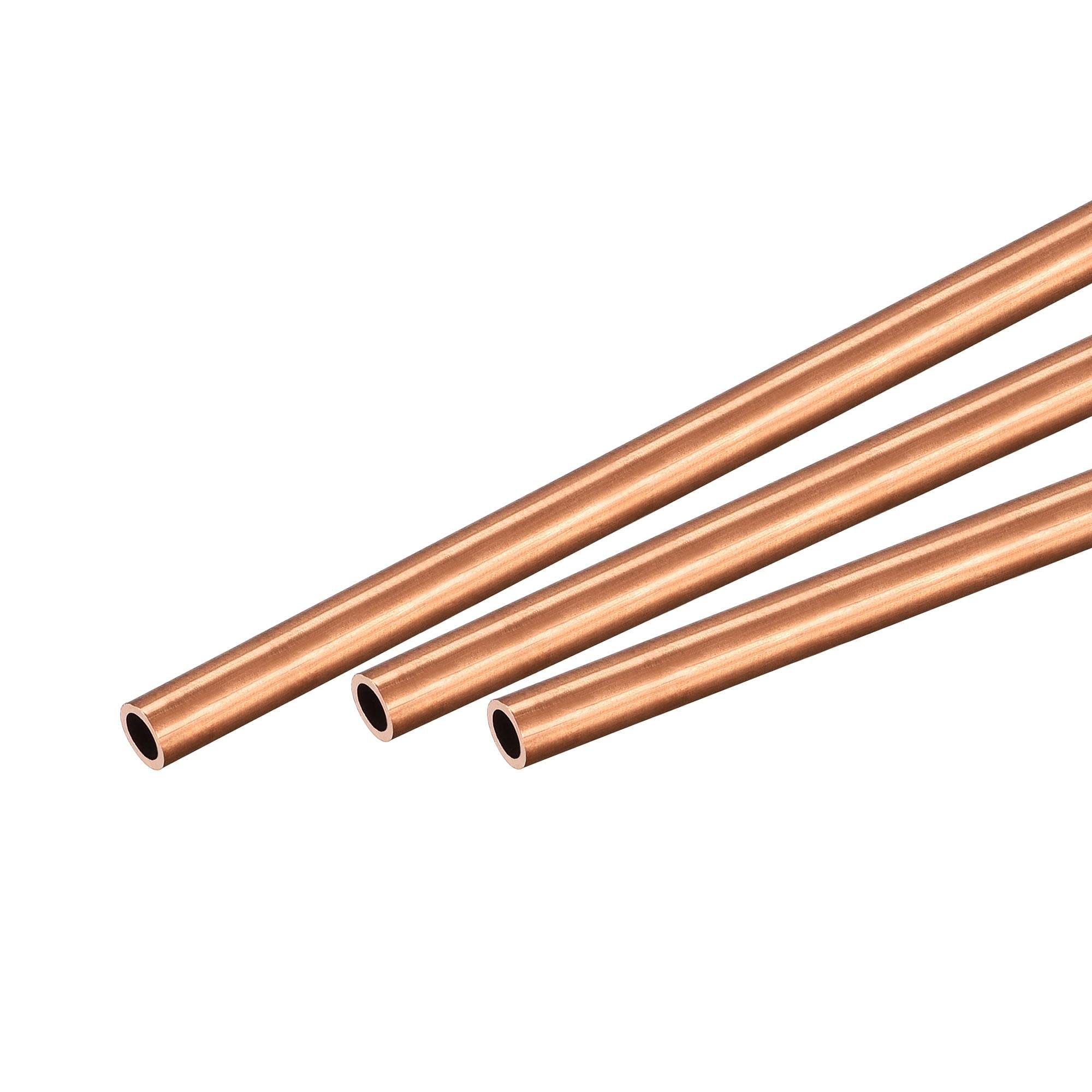 sourcing map Copper Round Tube 5mm OD 0.25mm Wall Thickness 300mm Length Pipe Tubing 3 Pcs