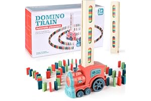 Domino Train Set, 80PCS Automatic Domino Blocks Game Building and auto Block Toys Experience Laying Stacker Game, Ideal Gifts