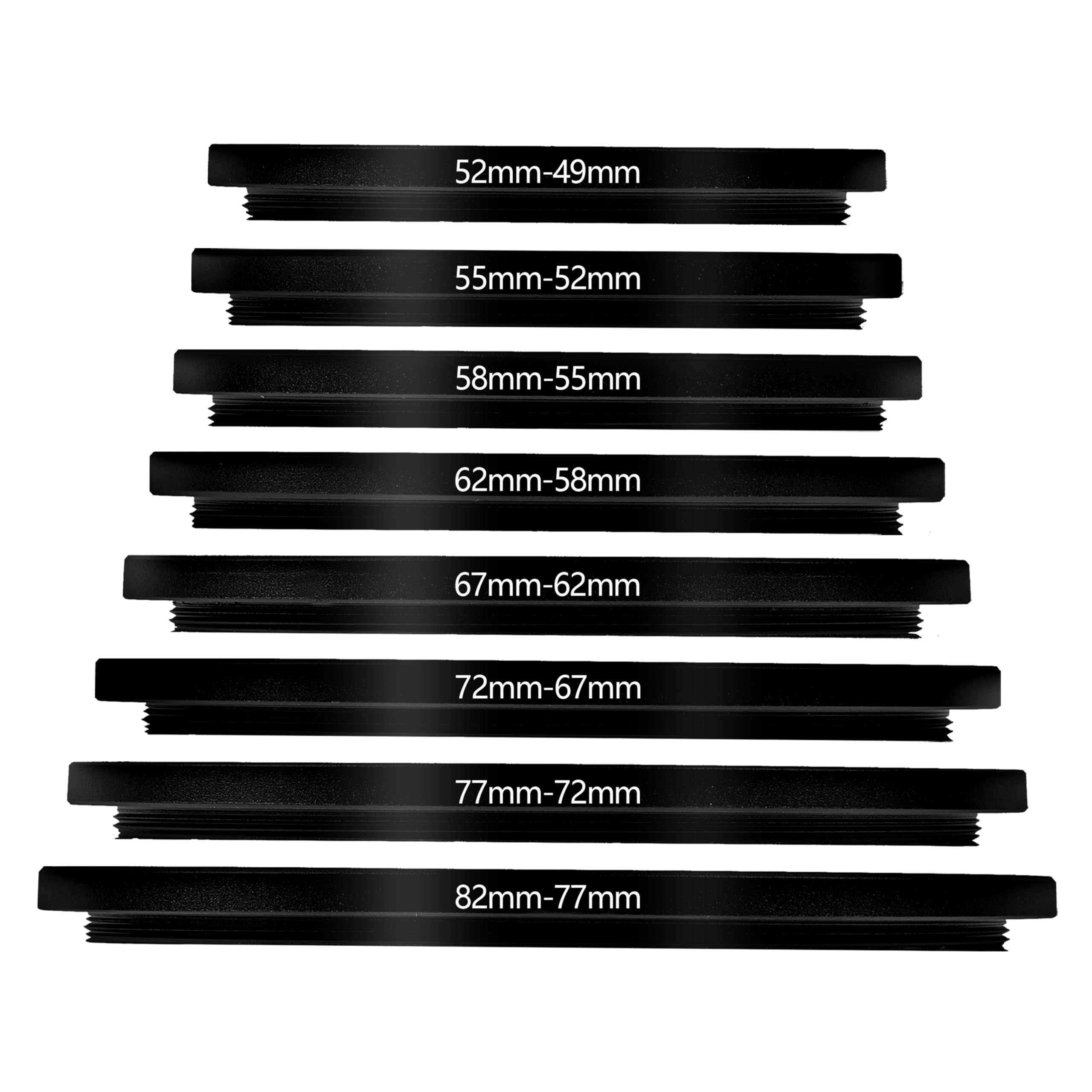Belmalia Set of 8 Step-DOWN Rings, Lens filter Adapters: 82mm 77mm 72mm 67mm 62mm 58mm 55mm 52mm 49mm
