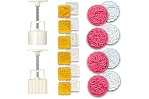 ArtioHipo Moon Cake Mold 10 PCS, Mid Autumn Festival DIY Hand Press Cookie Stamps Pastry Tool, 10 Different Flower Patterns, 