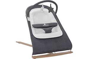 JOY & LOTUS Baby Bouncer Seat 0-12 Months with Elegant Wood Accents, Bouncer Seat for Infants, Portable Infant Bouncer with Inner Mattress & Travel Bag