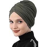 Aisha's Design Instant Turban Plain Cotton Scarf Head Wrap Lightweight Hat Bonnet Cap for Women
