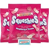 Smarties Squashies Foam Marshmallows Gummy Candies &amp; Smarties Sample Packet Variety Pack - Raspberry &amp; Cream Flavored - Allergen Free, Peanut Free &amp; Gluten Free Candy - Soft &amp; Chewy Squashies Candies - 5 oz Bag (Pack of 3)
