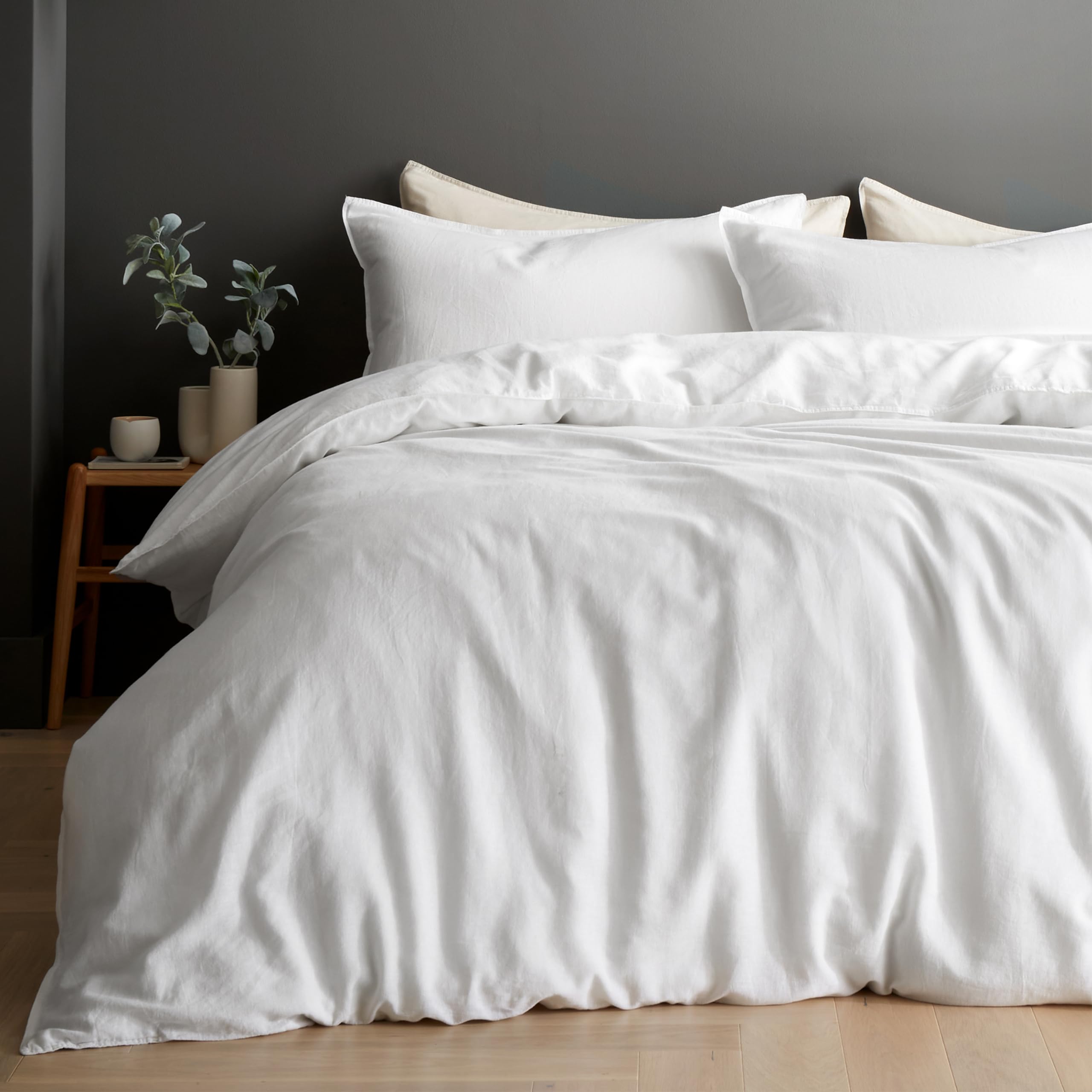 Content by Terence Conran Relaxed Cotton Linen Double Duvet Cover Set with Pillowcases White