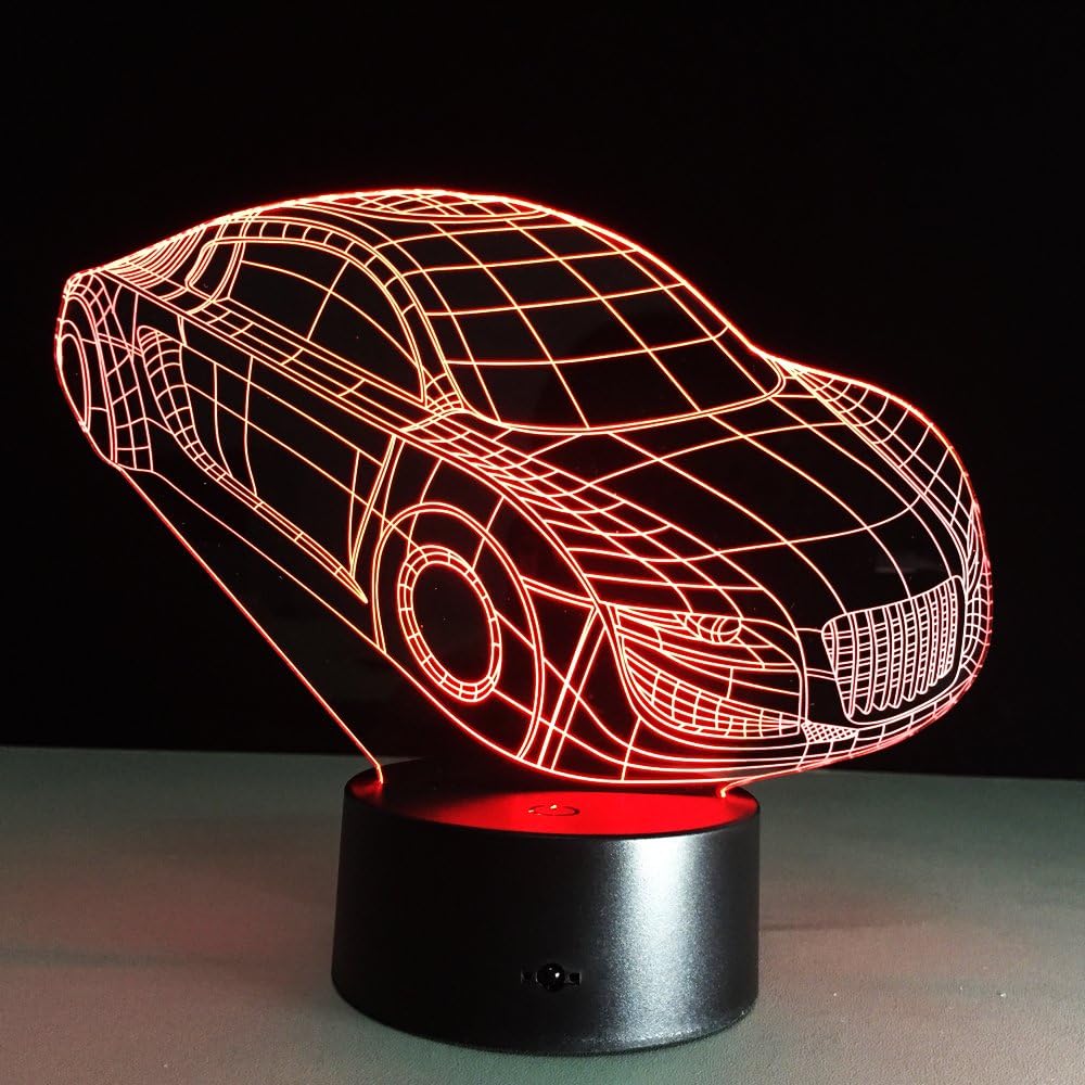 Optical Illusion 3D Lamp 7 Colour Changing Car,Unique Night Light Car Make Beautiful Gifts for Mom and Amazing Desk Lamps for Dad,Multicolored USB Powered Light