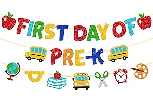 LEVVCIRKI First Day of Pre-K Banner Welcome to Preschool Party Decorations for Children Teacher Celebrating 1st Day of Preschool Party Supplies
