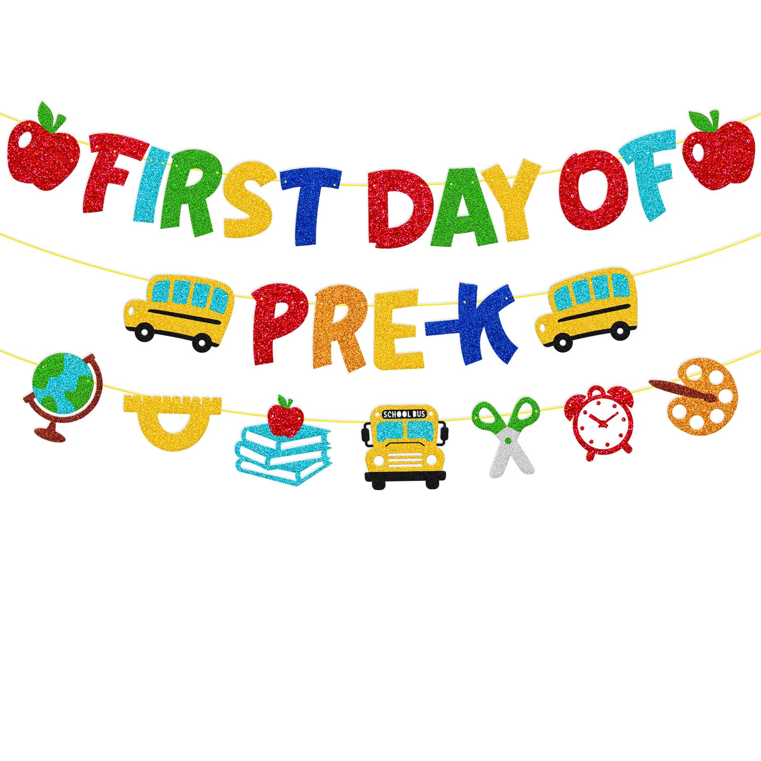 Photo 1 of First Day of Pre-K Banner Welcome to Preschool Party Decorations for Children Teacher Celebrating 1st Day of Preschool Party Supplies