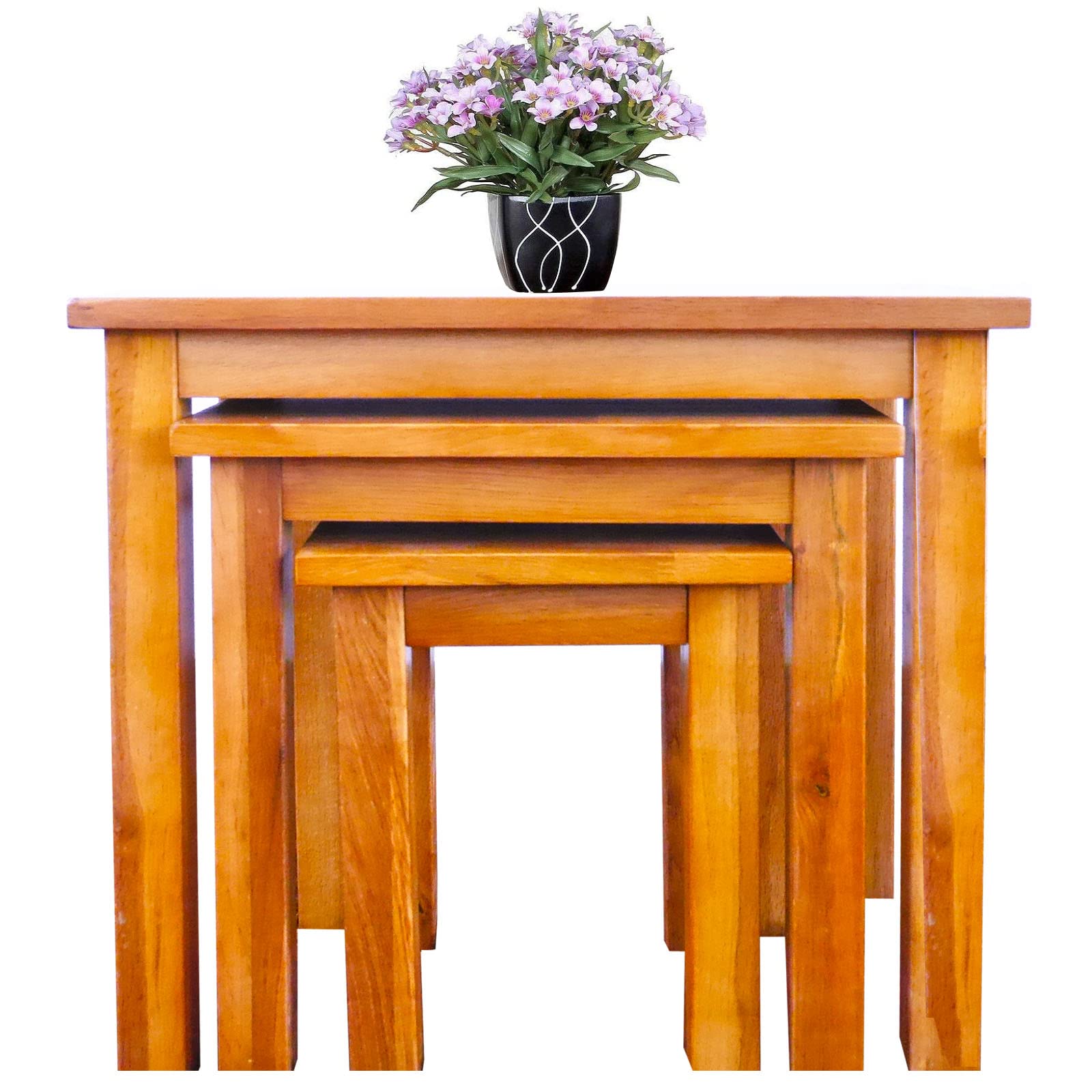 Aurotrice Nest of Tables OAK Solid Nesting 3 Tables Coffee Table Side/End/Lamp/Nesting Table