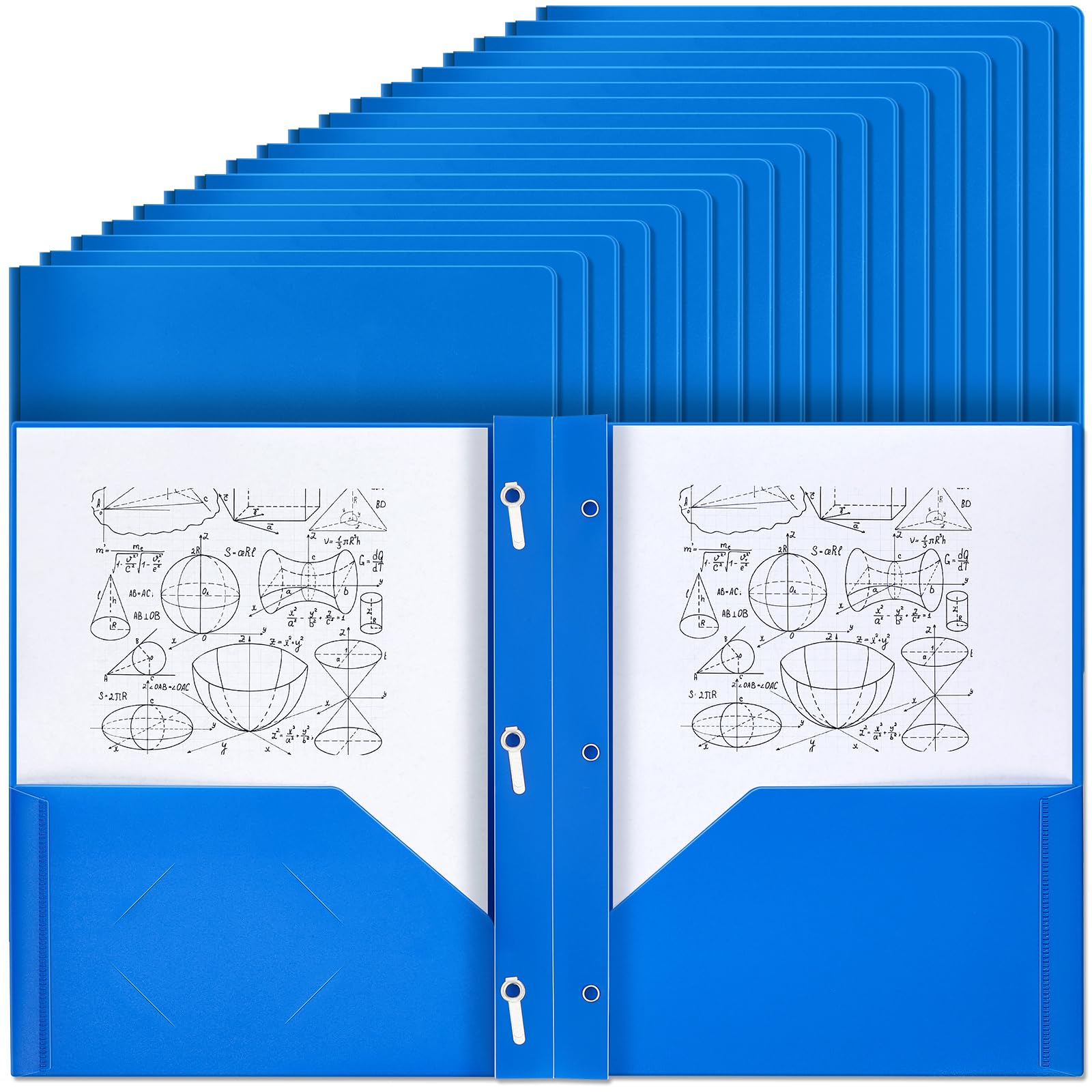 Photo 1 of Yeaqee 60 Pcs Plastic Folders with Pockets and Prong Plastic Folders with 2 Pockets Pocket for Office, School for Students, Teachers, Office Workers (Blue)