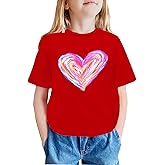 Valentines Heart Shirts for Baby Boy Girl Love Heart Graphic Tees T-Shirt Infant Toddler Short Sleeve Tops(Red-1, 4Years)