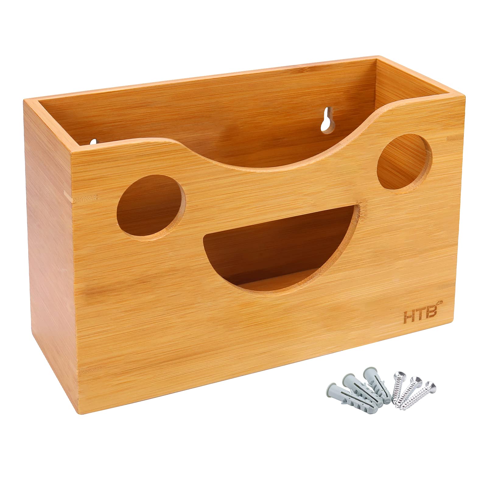 Bamboo Paper Towel Dispenser - Wall Mount or Countertop for Multifold Hand Napkins (C-Fold/Zfold/Tri fold),Paper Towel Holder for Toilet, Kitchen, Home or Commercial Use (Bamboo) by HTB