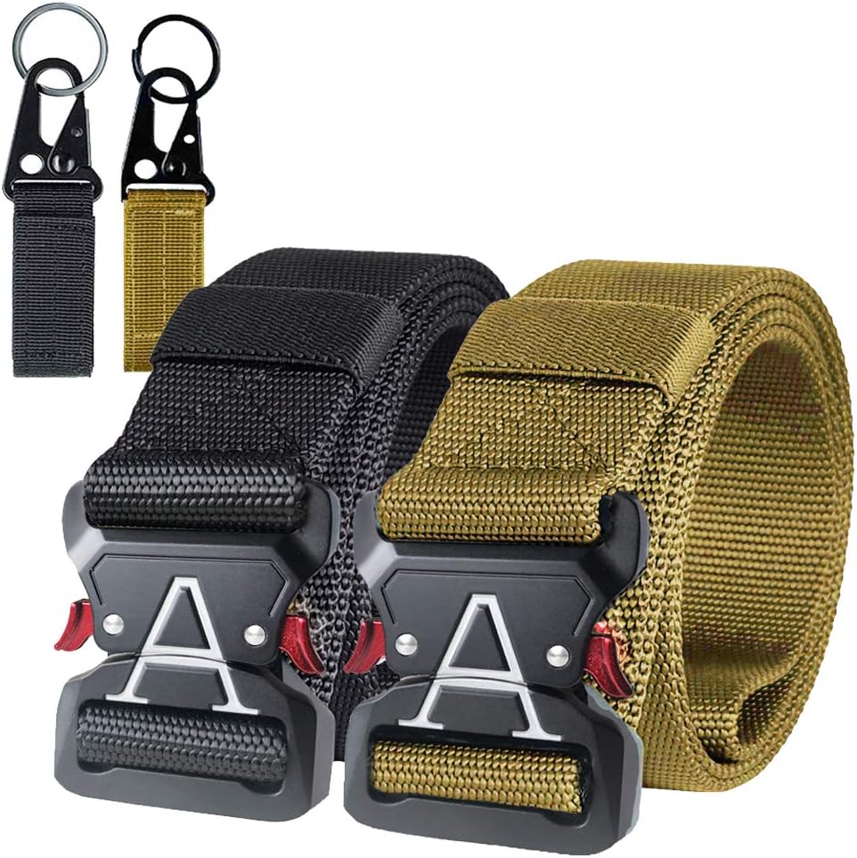 AIZESI Quick Release Buckle Heavy Duty Belt Running Belt Men Belts for jeans, Quick Release Buckle Webbing Riggers Nylon Belt, Fit for 30-46"