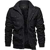 EKLENTSON Men's Winter Jacket with Multi Pockets Zip Front Thick Thermal Fleece Lined Coat Work Cargo Jacket for Men