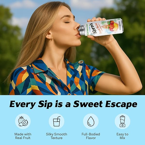 KERN’S PEACH NECTAR LATA BOTELLA – MADE WITH FRESH FRUIT PUREE & PEACH JUICE CONCENTRATE FOR FRUIT SMOOTHIE MIX, COCKTAIL MIXERS & KIDS BEVERAGES – 15.5OZ, 12 PACK RESEALABLE JUICE BOTTLES