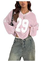 BEAUDRM Women's Number Letter Graphic Sweater