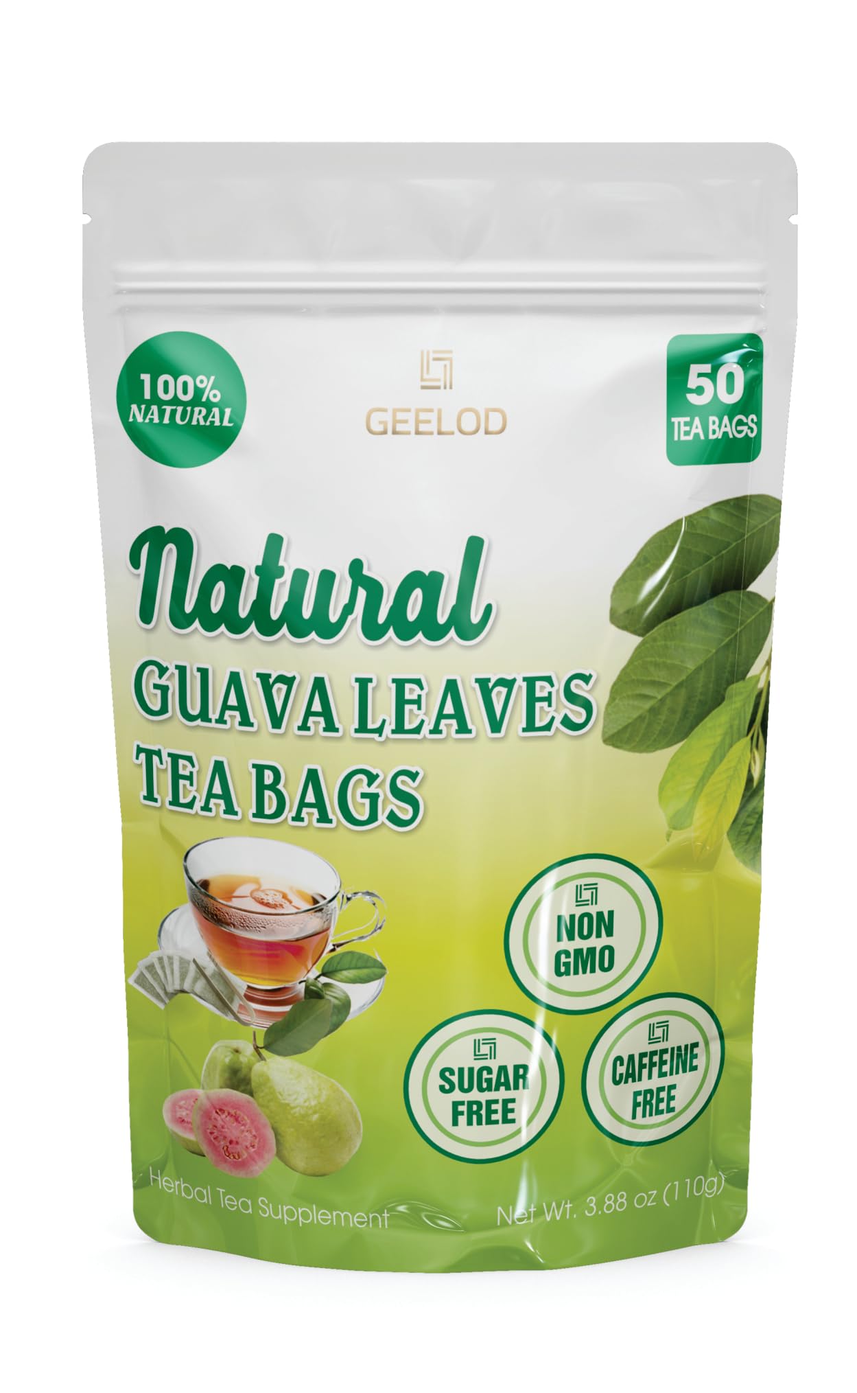 50 Premium Guava Leaf Tea Bags, 100% Natural and
