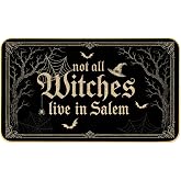 Halloween Front Door Mat Not All Witches Live in Salem Welcome Doormat 17''x29'' Non Slip Entryway Mats Funny Sarcastic Outdoor Rugs Farm Decor Rubber Based Doormats for Porch Patio Entrance