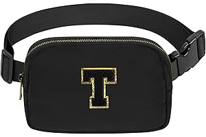 VOROLO Birthday Gifts Christmas Personalized Gift for 4 5 6 7 8 9 10 11 12 13 14 Year old Girls Teen Sister Kid Initial Letter Fanny Pack Trendy Stuff Crossbody Bag Black Letter T