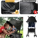 Esteopt Pram Sun Shade UPF50+ Universal Baby Stroller Canopy Black view 6
