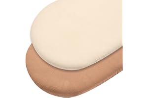 DORA MOMOKO Stretchy Baby Muslin Fitted Bassinet Sheet for Oval Hourglass Rectangular Pad Universal Cotton Bassinet Mattress Sheets, Stylish Soft Mattress Cover for Baby Bassinet Mini Crib Sheets 2 Pack