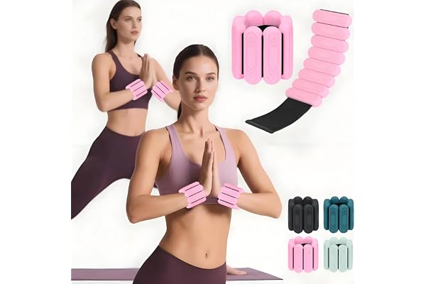 Wrist & Ankle Weights for Women Men - (1LB/2LB/4LB) Adjustable Wearable Ankle & Wrist Weights - Leg & Arm Bands, Silicone Wei