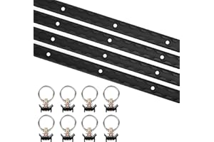 lukar 4 Pack 24inch Black L Track Rail and 8pcs L Track Single Stud Fitting, L Track Tie Down System, Truck Bed Rail for Enclosed Trailer, Trucks, Vans, Pickup