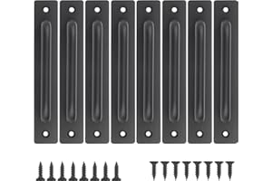 NWUCZW Barn Door Handles 4 Pcs Sliding Door Handle 7.5 Inches Hole Center Black Barn Door Handles Cabinet Handles Door Pull Handle Zinc Alloy Door Pulls with Plate for Sliding Closet Door Handle