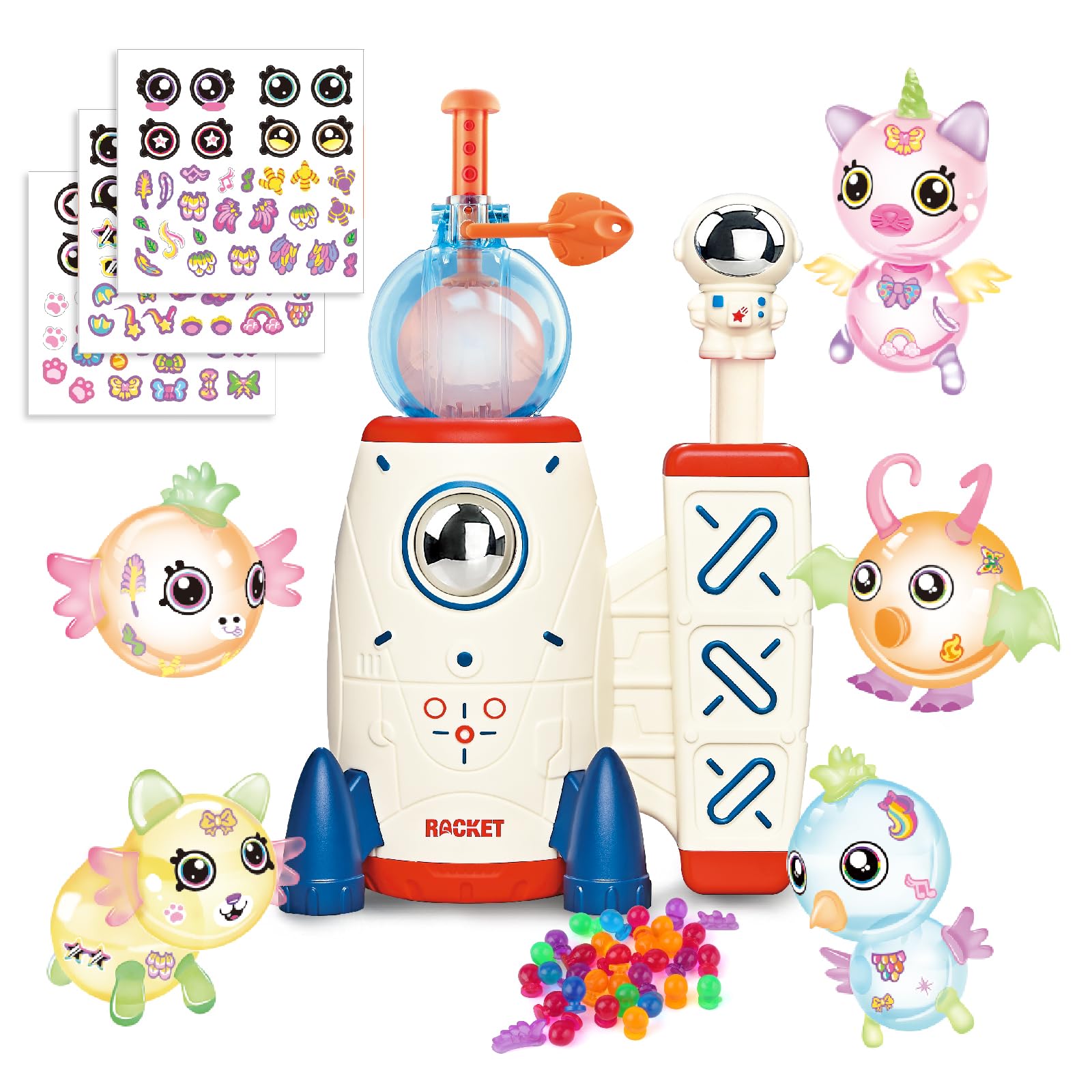 Photo 1 of 195pcs DIY Craft Kits for Kids, Make Your Own Magic Balloon Nano Tape Bubble Kit, DIY Rocket Balloon Making Kit with Sticky Bouncy Bubble & Stickers Accessories,Toy Gift for Kids Boys Girls Ages 3-12