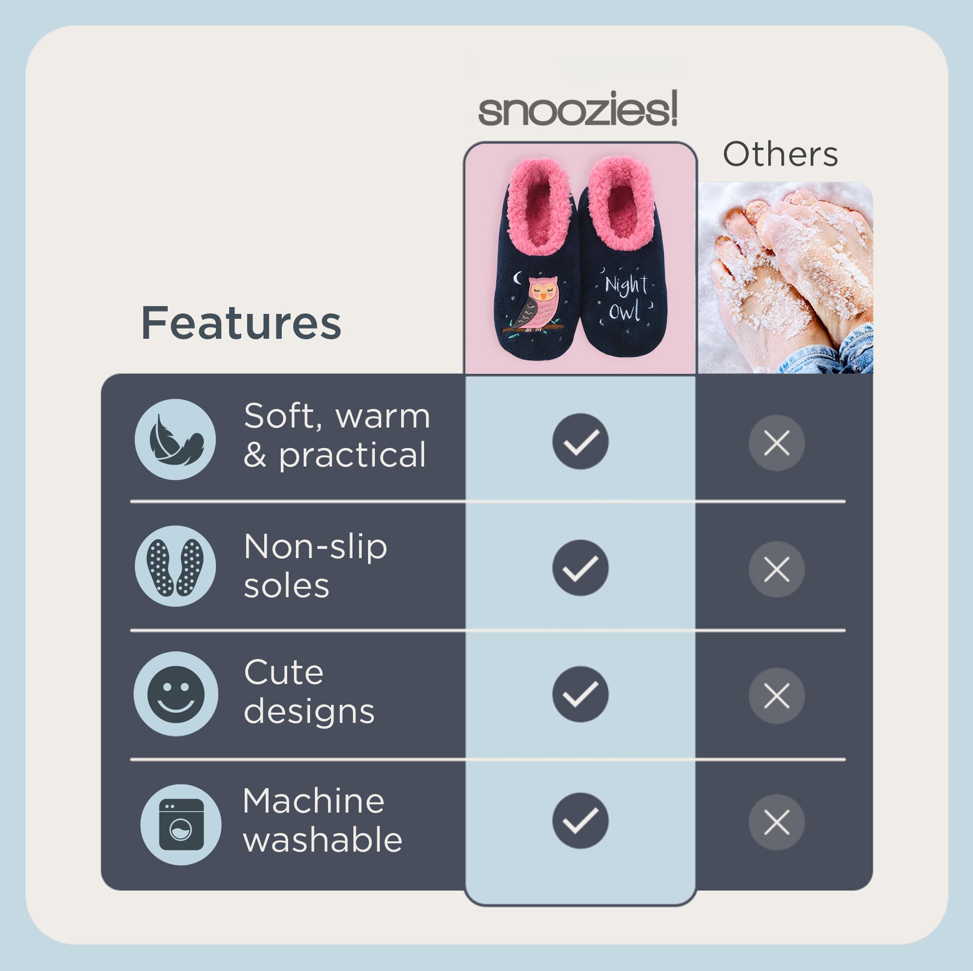 Snoozies Pairable Slipper Socks - Funny House Slippers for Women, Non-Slip Fuzzy Slipper Socks - Night Owl - Medium