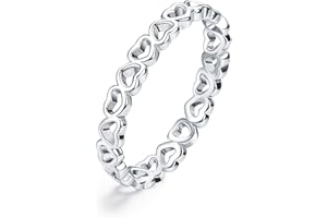 ORAZIO Real 925 Sterling Silver Heart Ring for Women Cute Plain Heart Band Dainty Engagement Promise Wedding Rings Jewelry