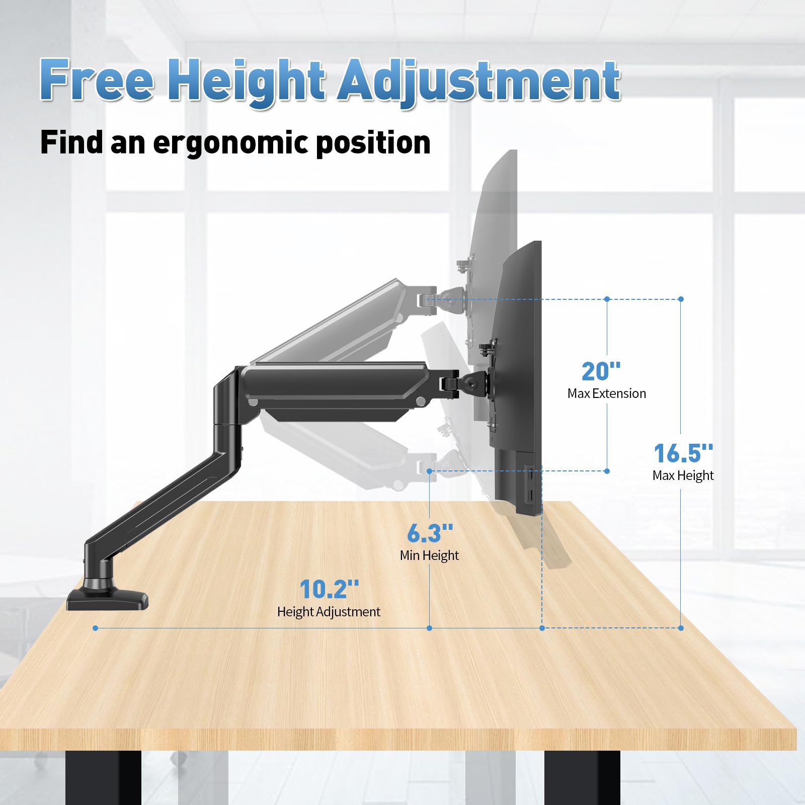 Mua Single Monitor Desk Mount，Gas Spring Monitors Arm for 17-32 inch ...